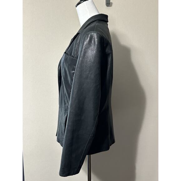 Wilson’s Genuine Leather Women’s Sz L Pelle Studio Black Blazer Jacket Coat - Picture 9 of 16